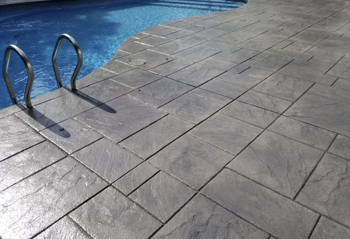 Beautiful stamped concrete pool deck installation in Paso Robles, CA
